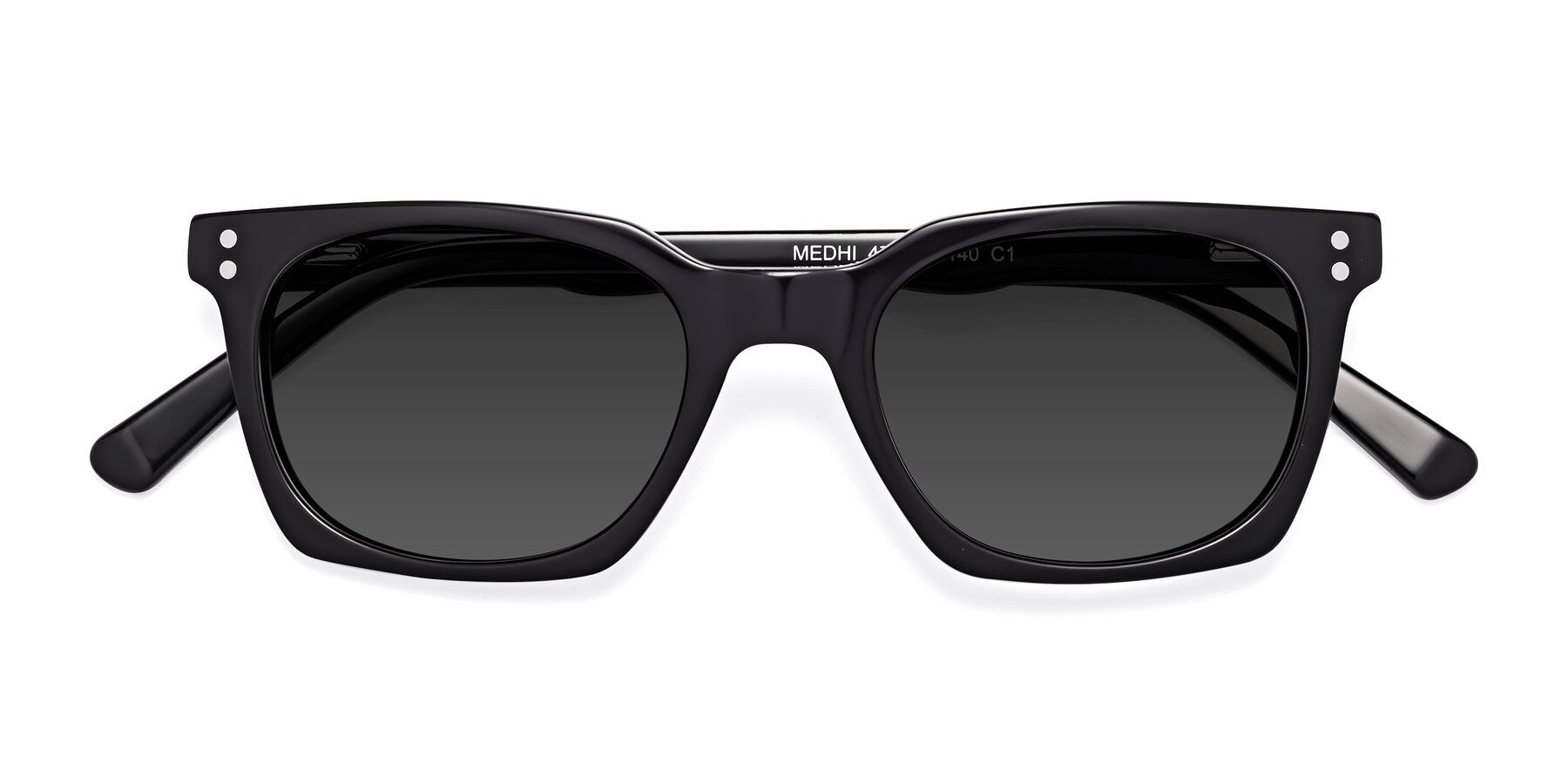 Folded Front of Medhi in Black with Gray Tinted Lenses