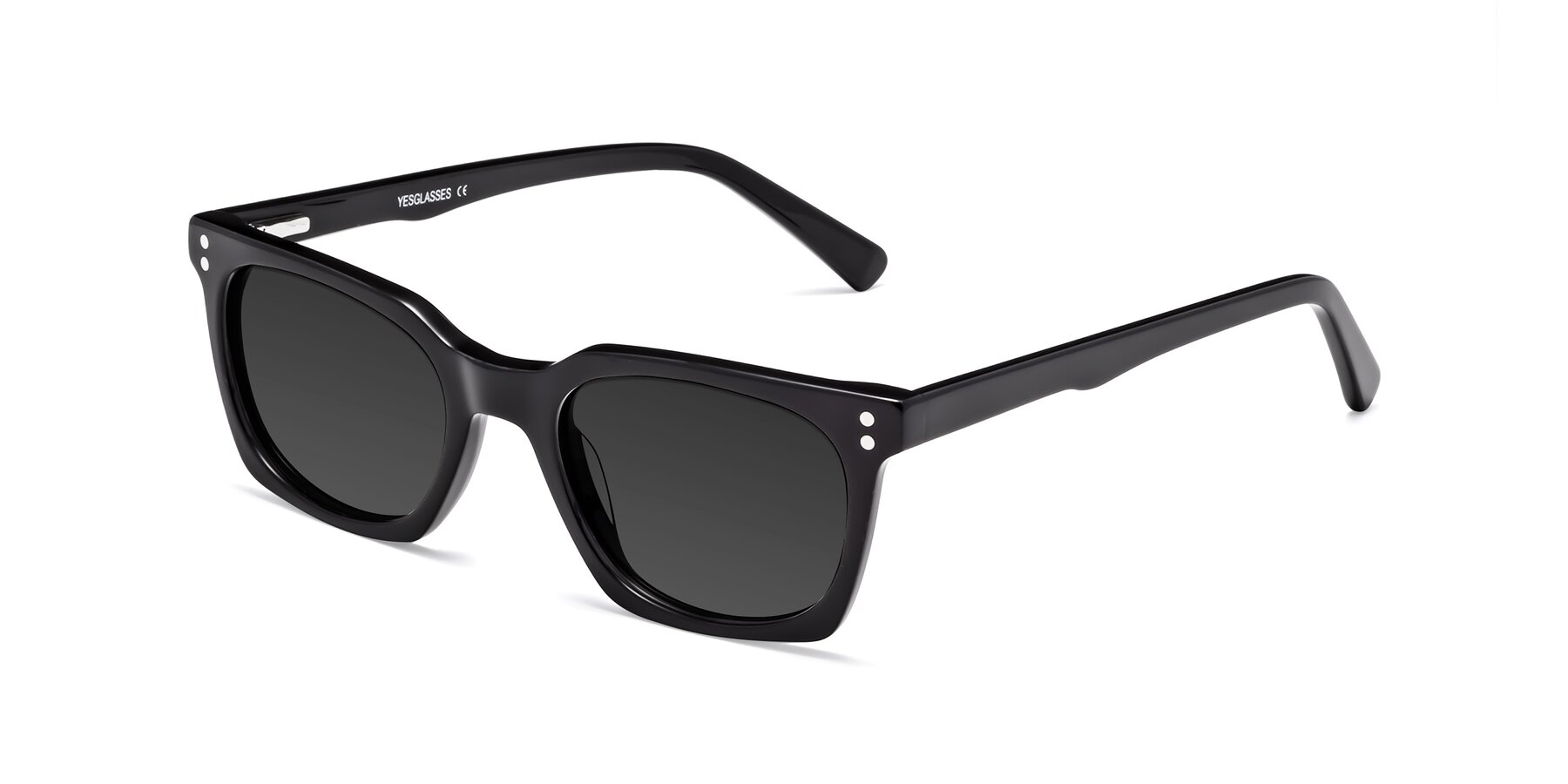 Angle of Medhi in Black with Gray Tinted Lenses