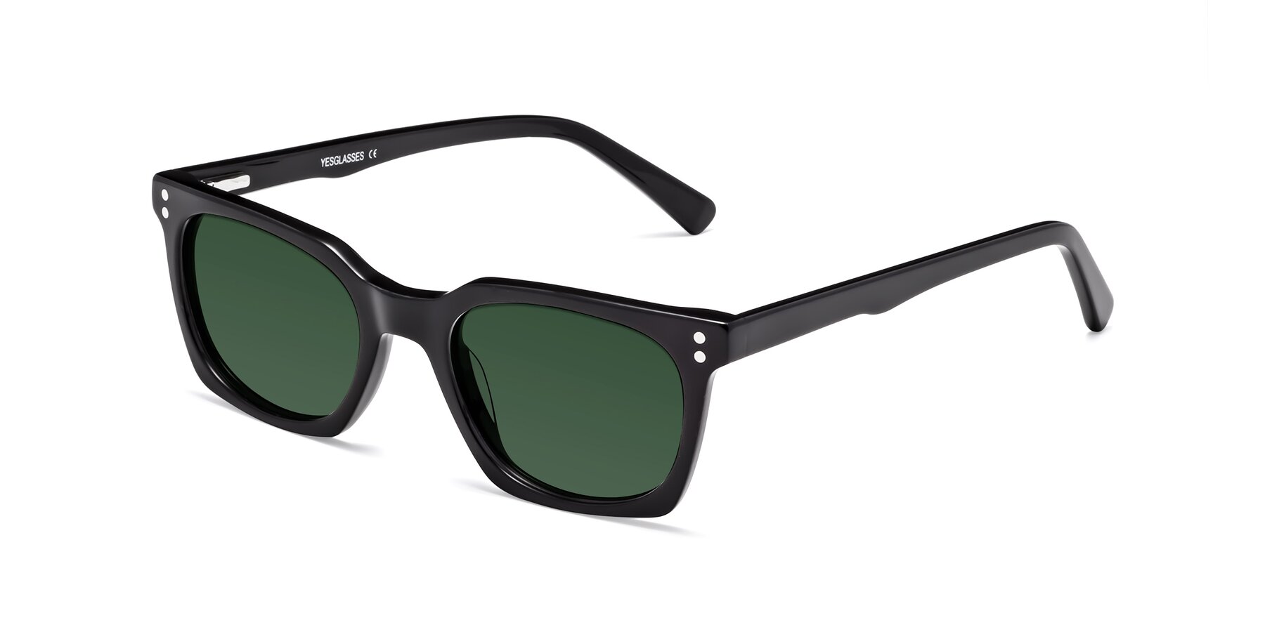 Angle of Medhi in Black with Green Tinted Lenses