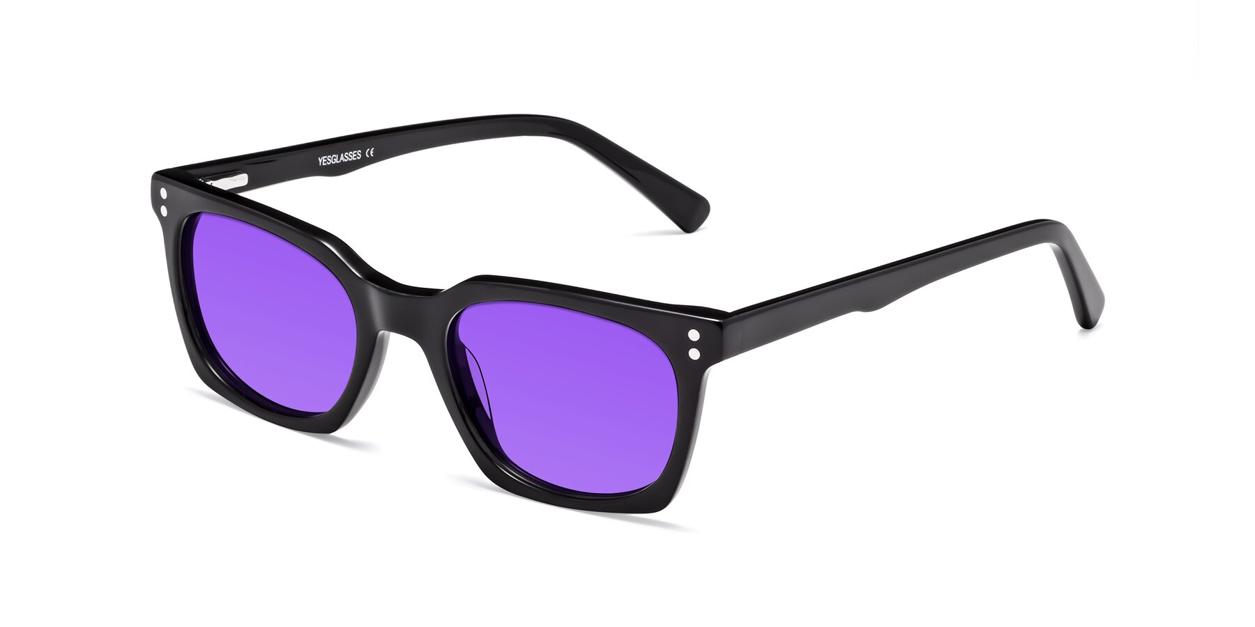 Angle of Medhi in Black with Purple Tinted Lenses