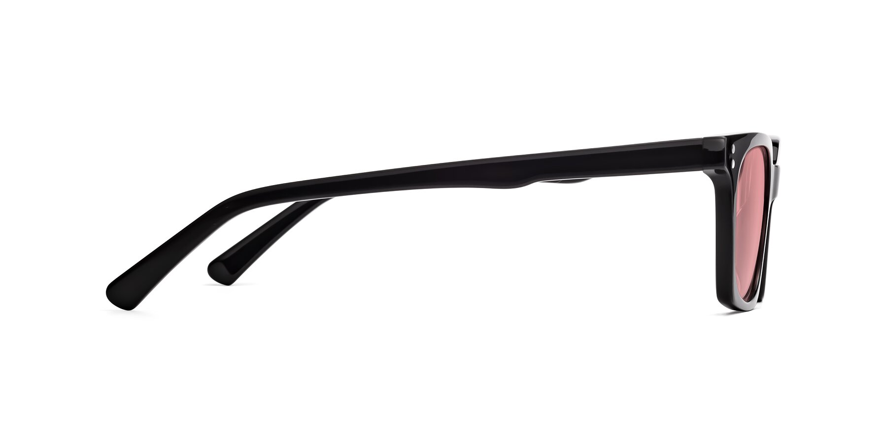 Side of Medhi in Black with Medium Garnet Tinted Lenses