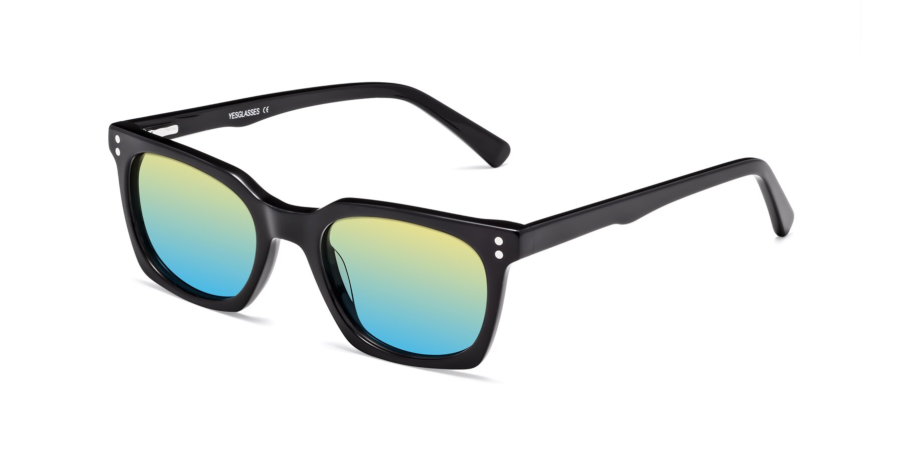 Angle of Medhi in Black with Yellow / Blue Gradient Lenses