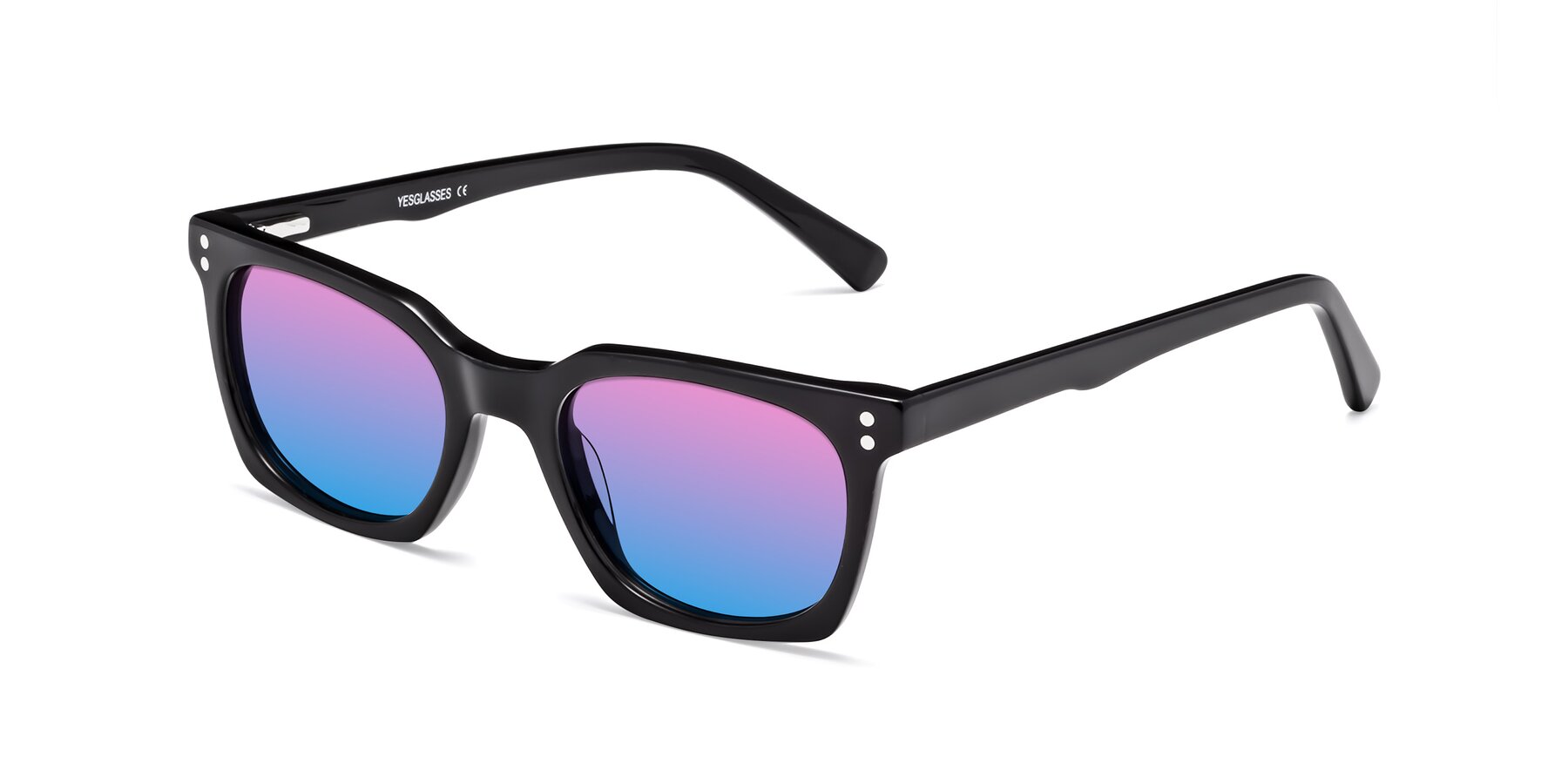 Angle of Medhi in Black with Pink / Blue Gradient Lenses
