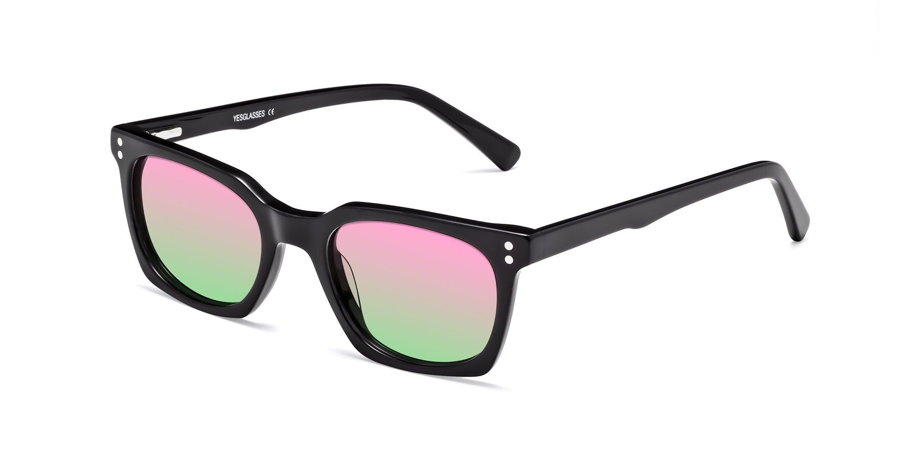 Angle of Medhi in Black with Pink / Green Gradient Lenses