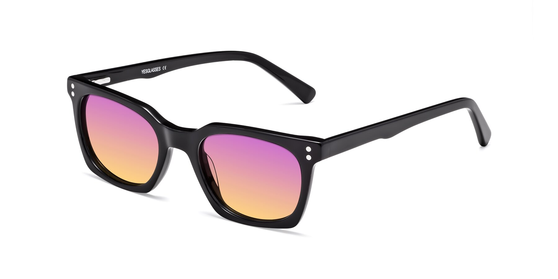 Angle of Medhi in Black with Purple / Yellow Gradient Lenses
