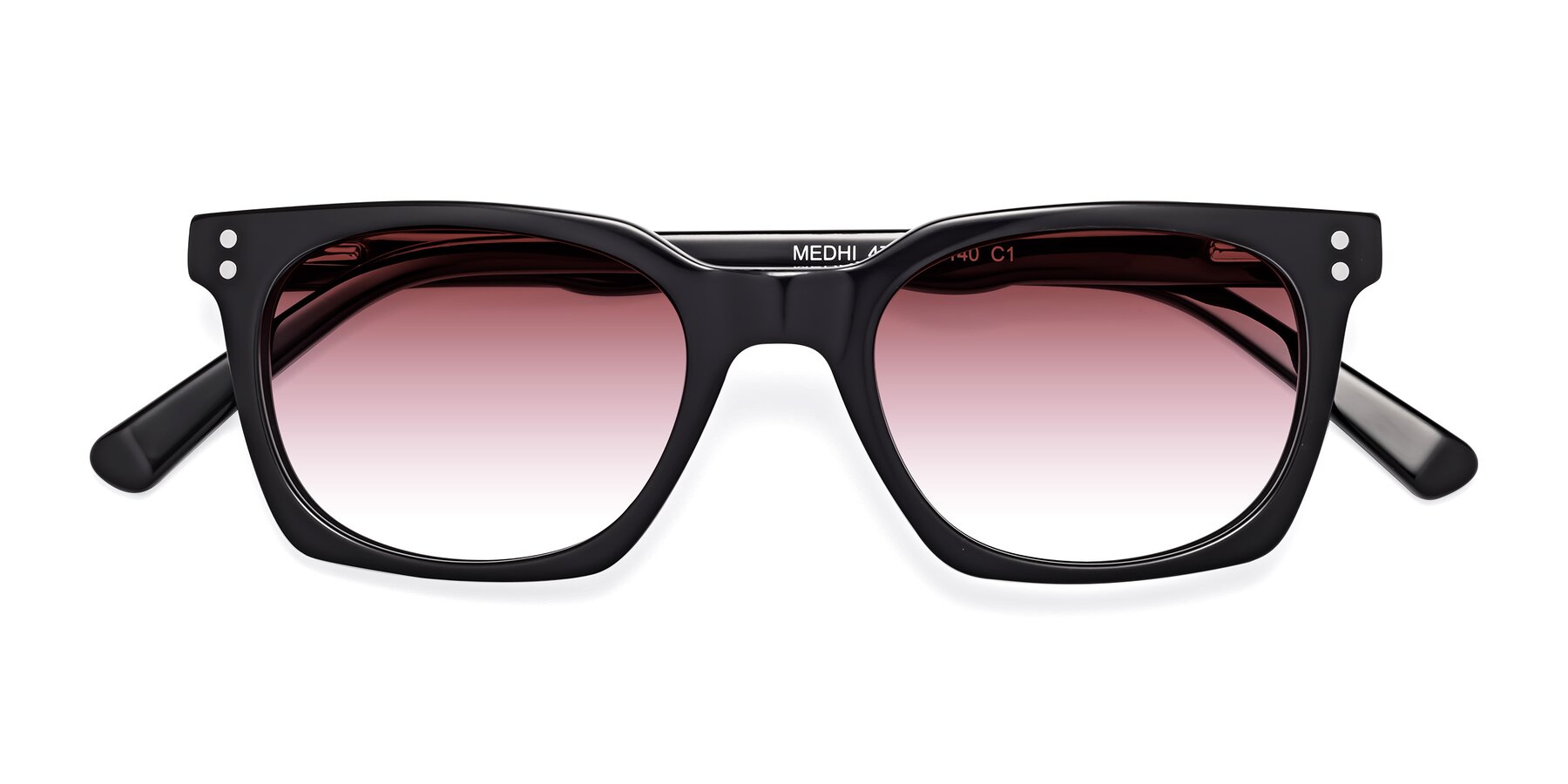 Folded Front of Medhi in Black with Garnet Gradient Lenses