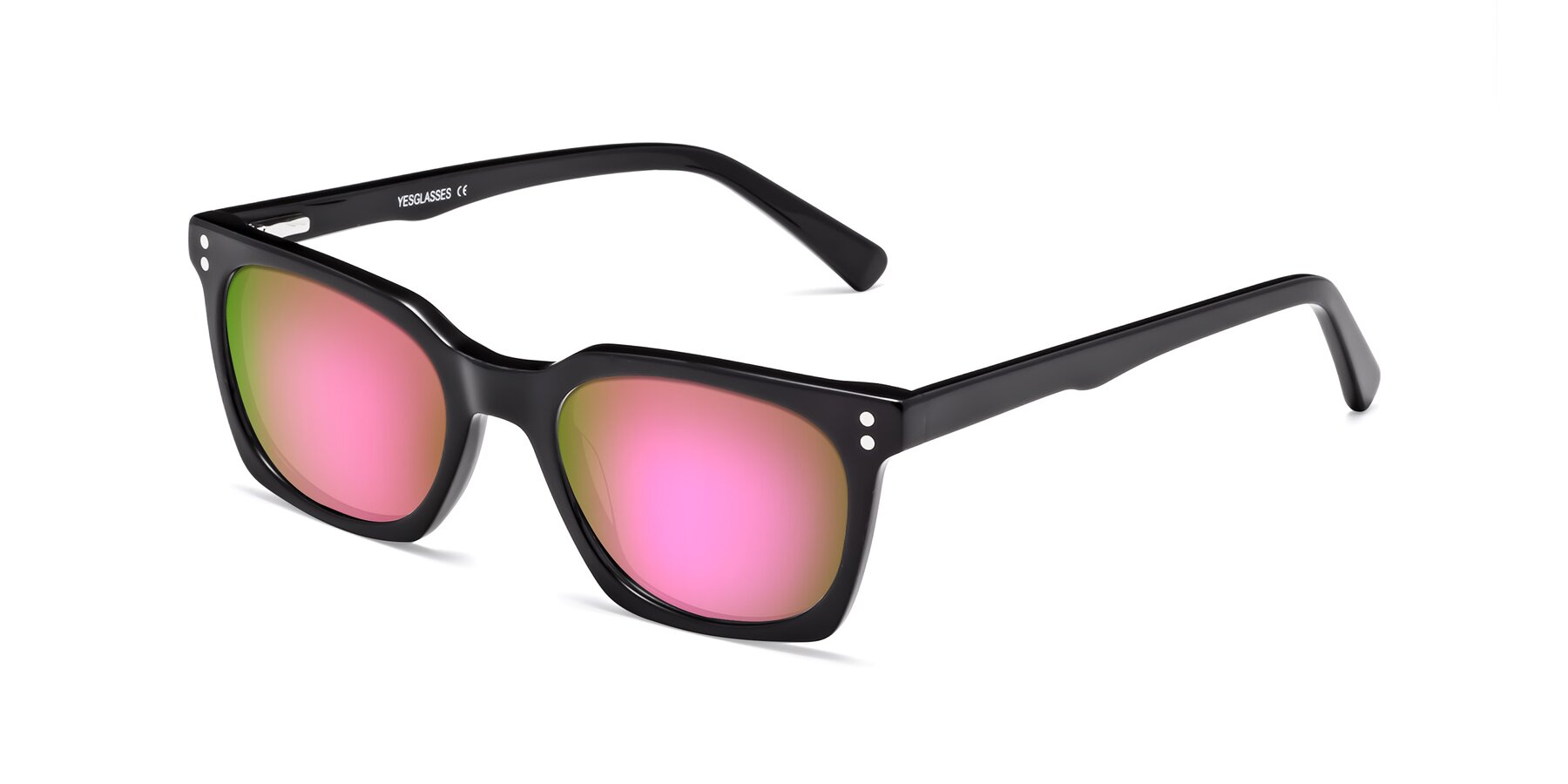 Angle of Medhi in Black with Pink Mirrored Lenses