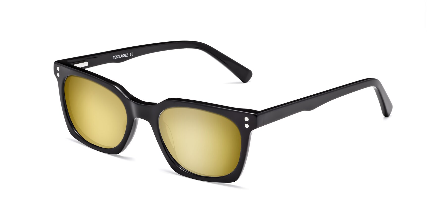 Angle of Medhi in Black with Gold Mirrored Lenses