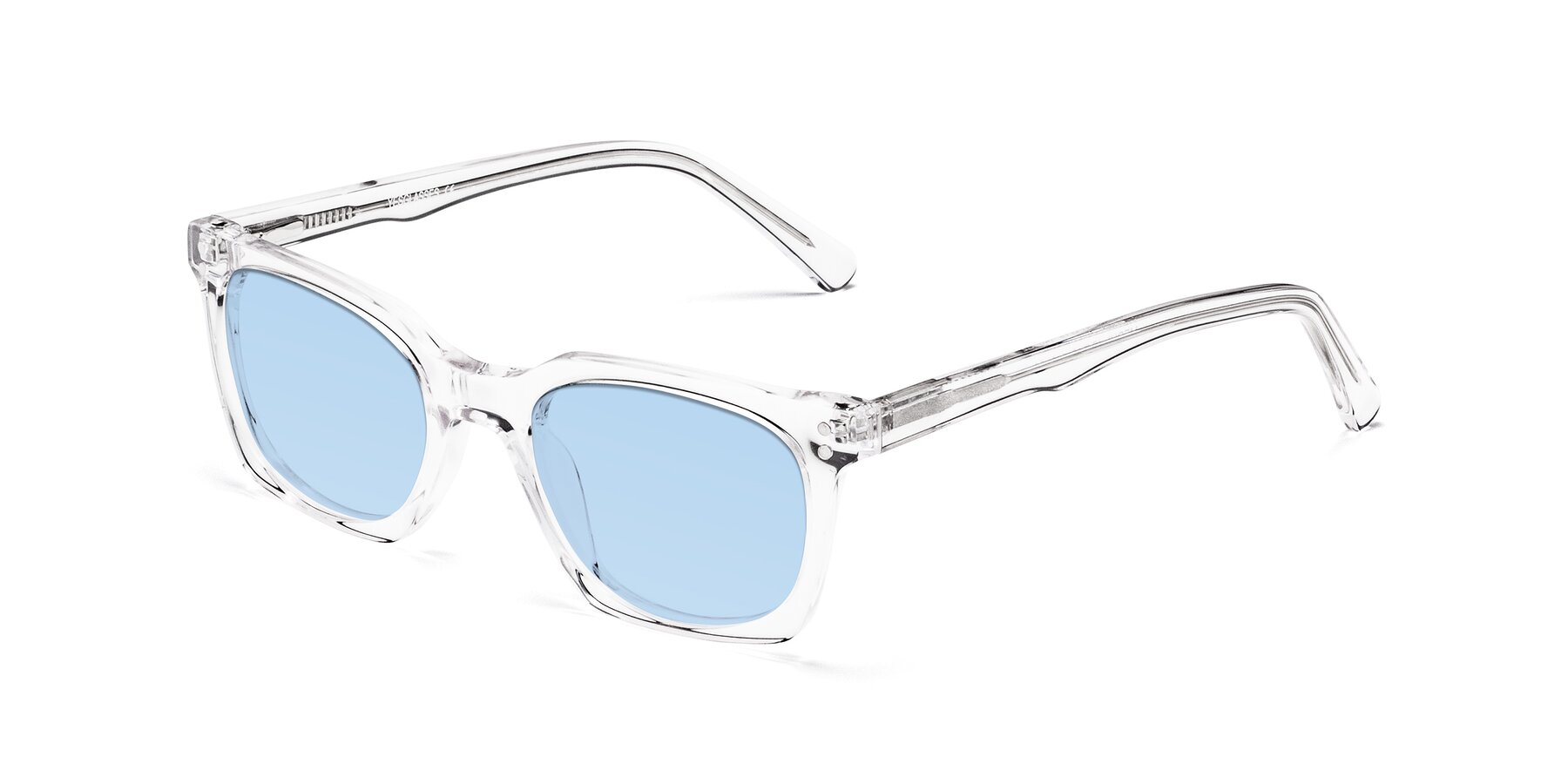 Angle of Medhi in Clear with Light Blue Tinted Lenses