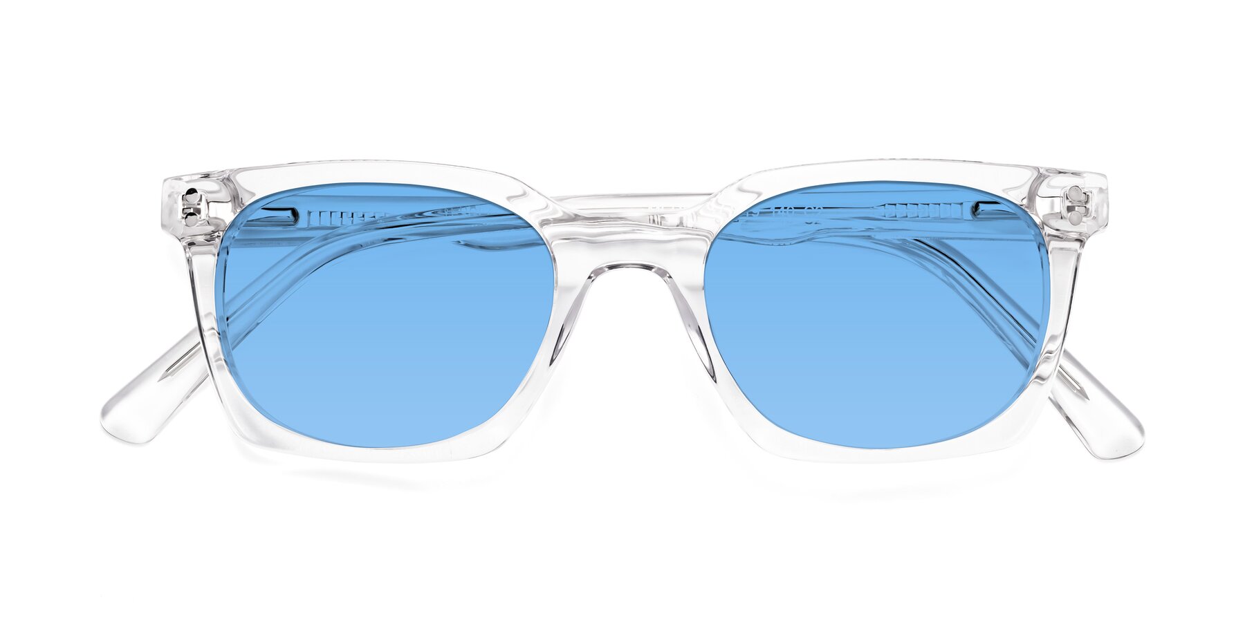 Folded Front of Medhi in Clear with Medium Blue Tinted Lenses