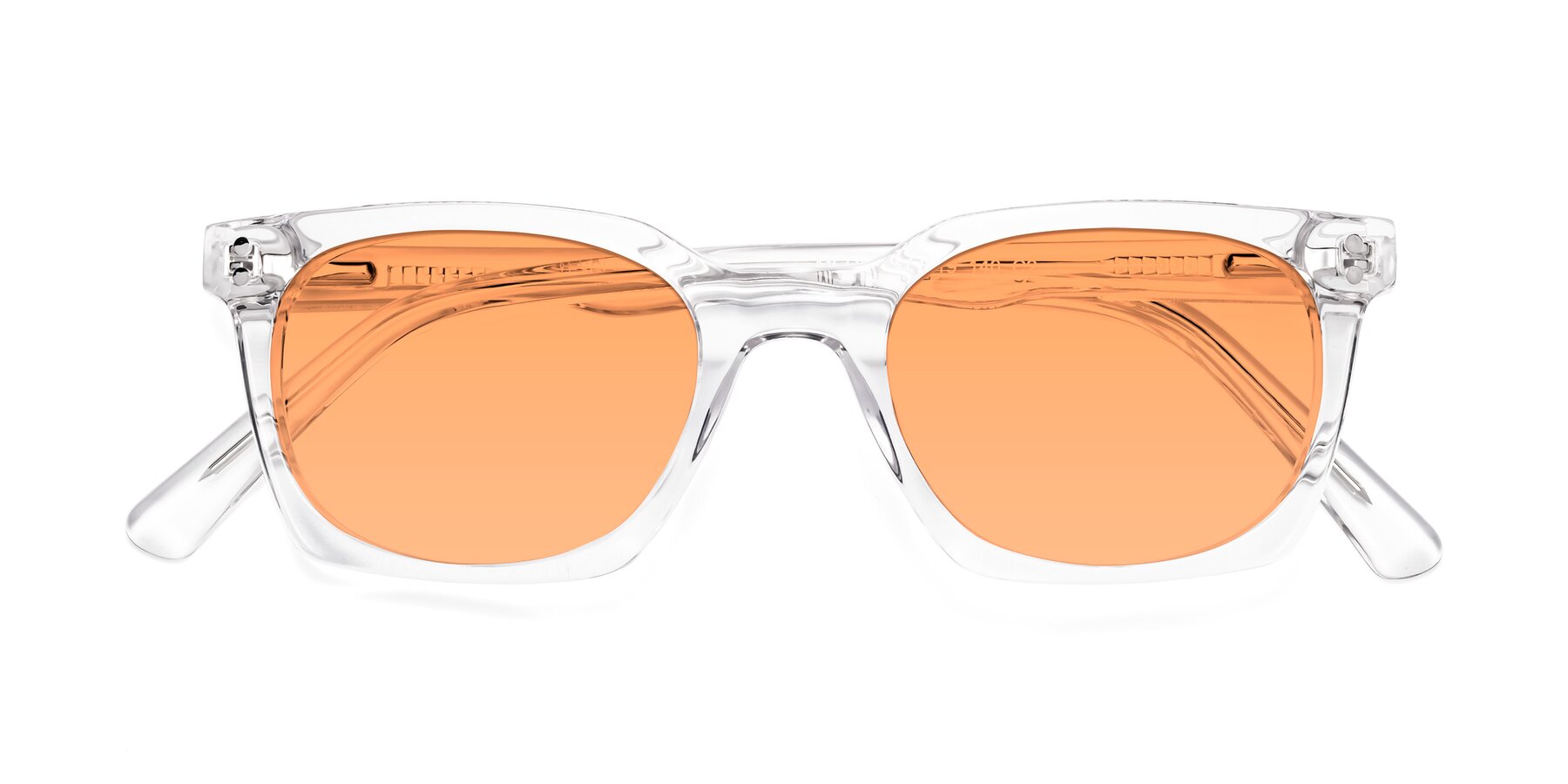 Folded Front of Medhi in Clear with Medium Orange Tinted Lenses