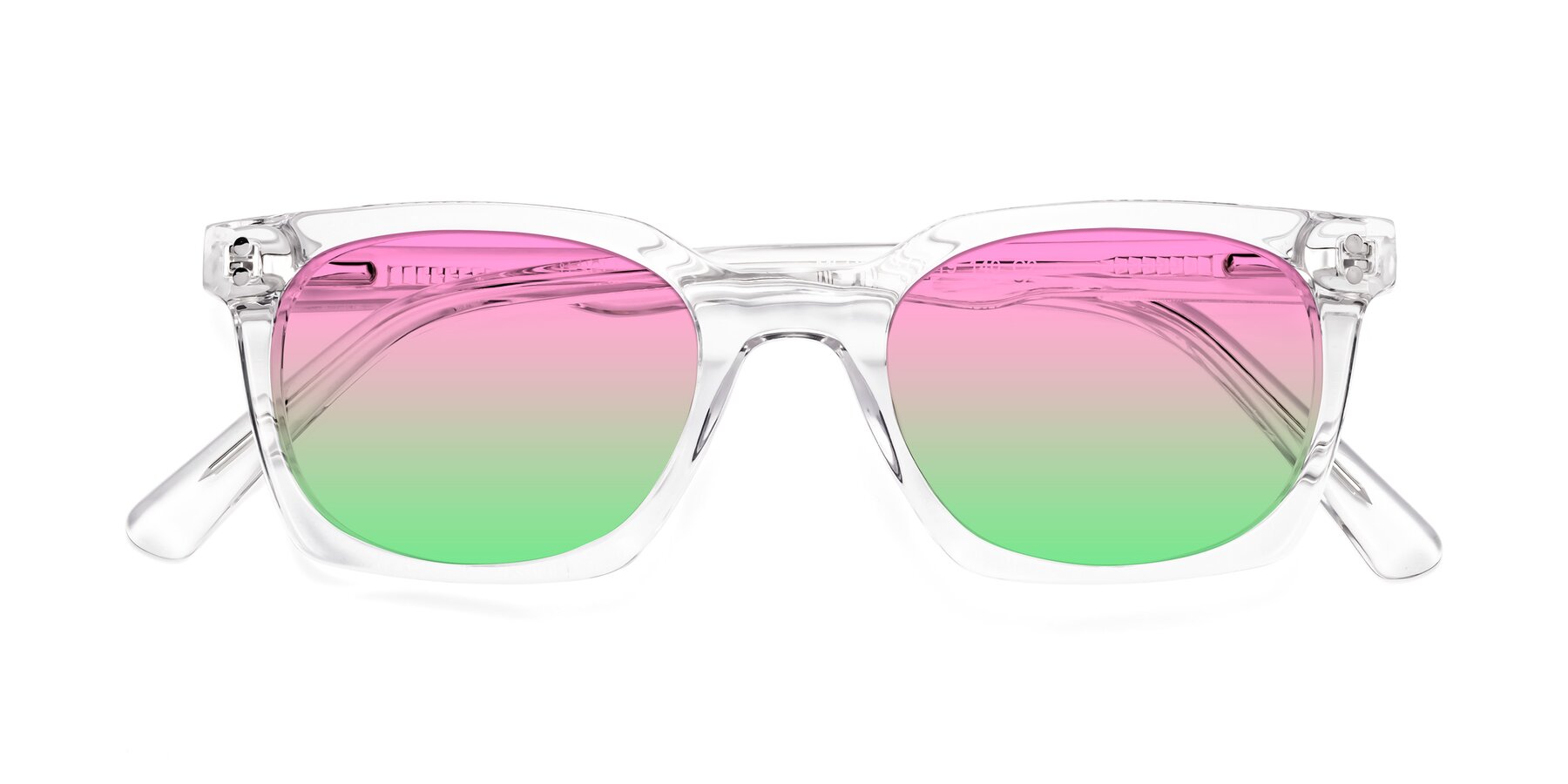 Folded Front of Medhi in Clear with Pink / Green Gradient Lenses