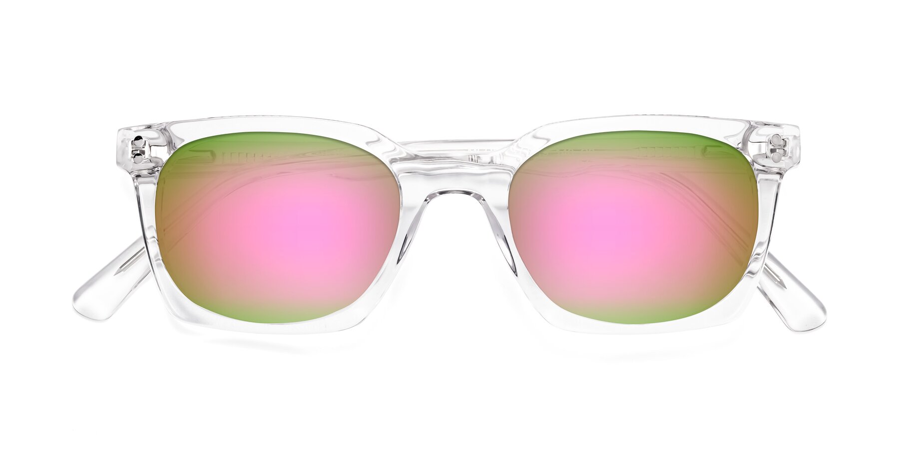 Folded Front of Medhi in Clear with Pink Mirrored Lenses