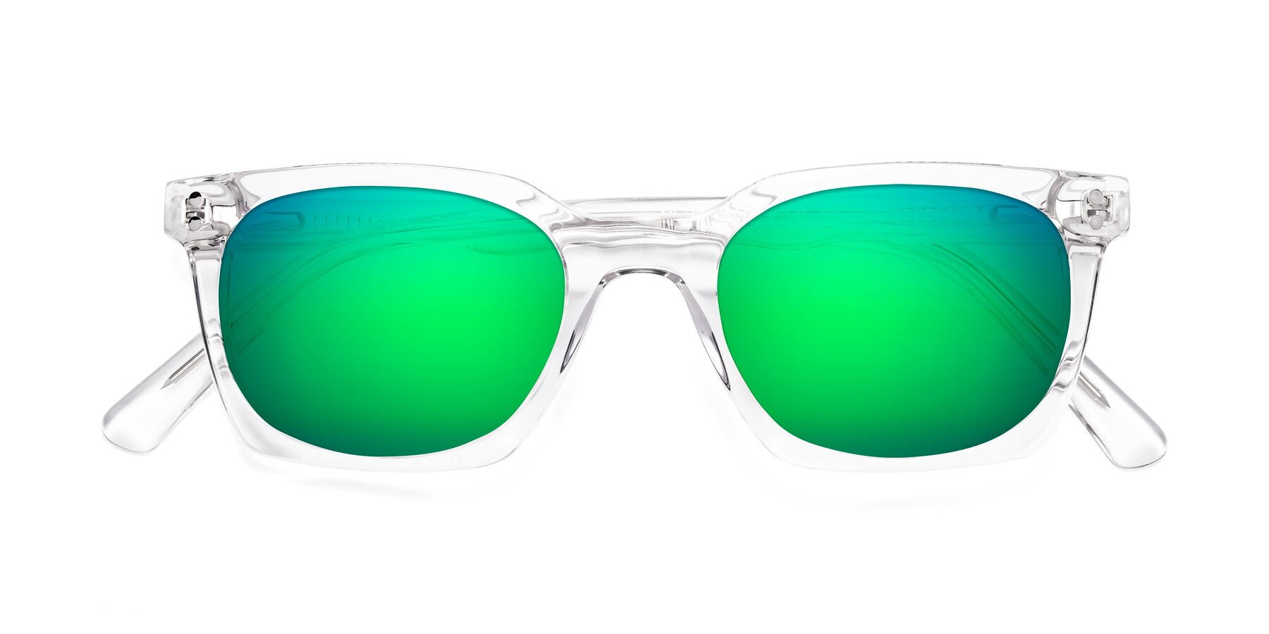 Folded Front of Medhi in Clear with Green Mirrored Lenses