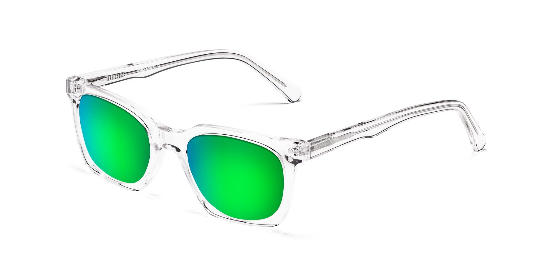 Angle of Medhi in Clear with Green Mirrored Lenses
