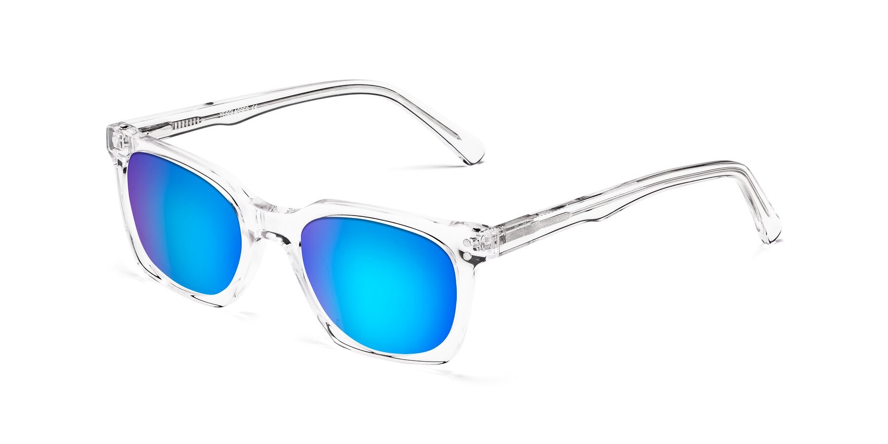 Angle of Medhi in Clear with Blue Mirrored Lenses