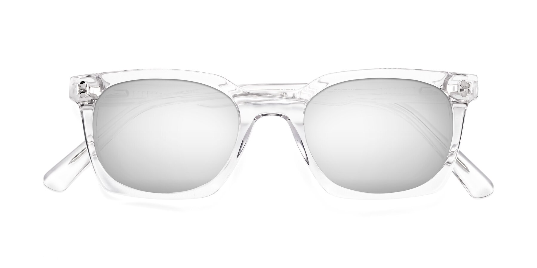 Folded Front of Medhi in Clear with Silver Mirrored Lenses