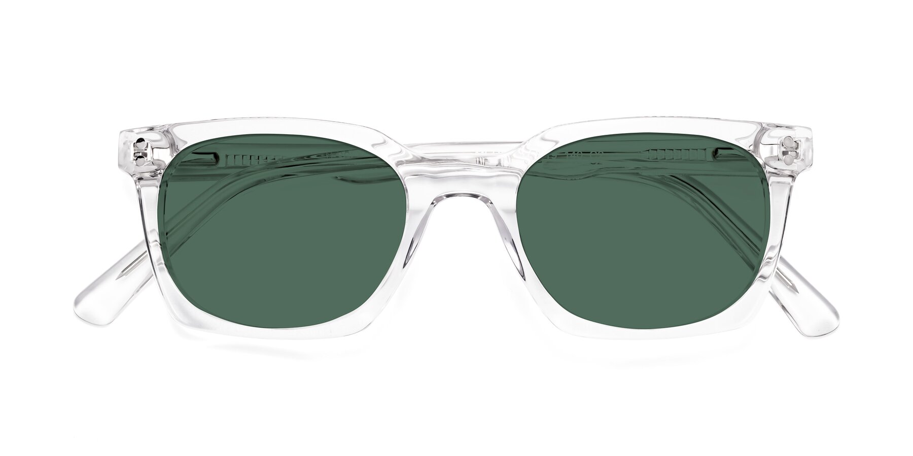Folded Front of Medhi in Clear with Green Polarized Lenses