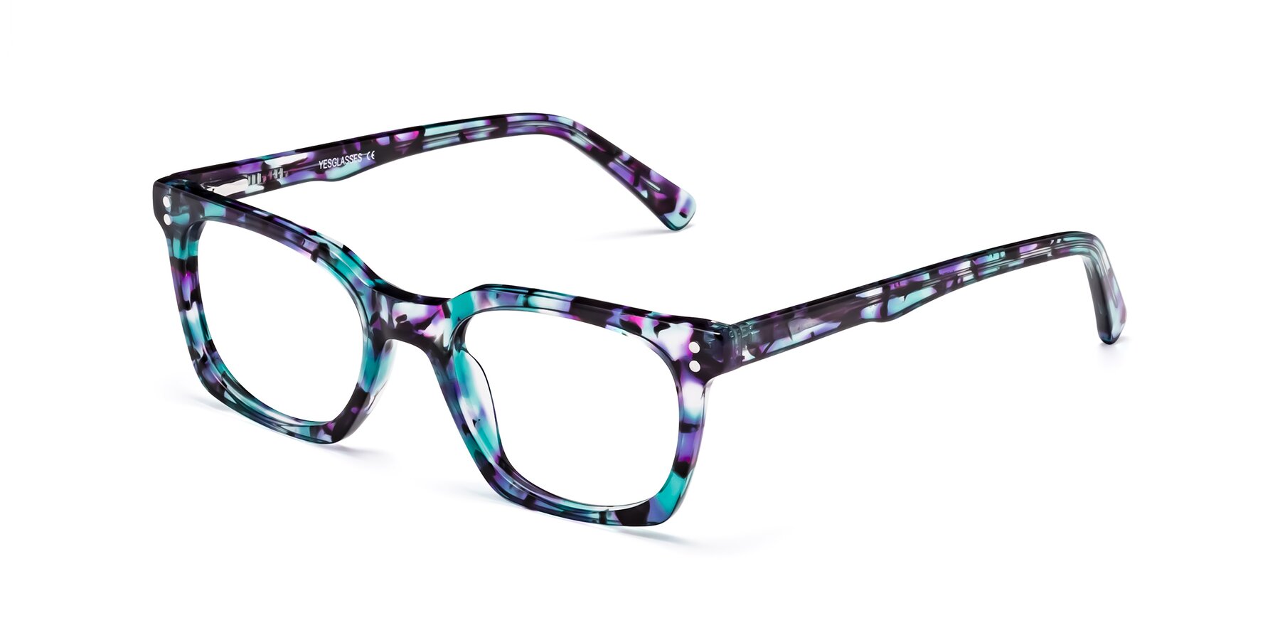 Angle of Medhi in Floral Blue with Clear Blue Light Blocking Lenses