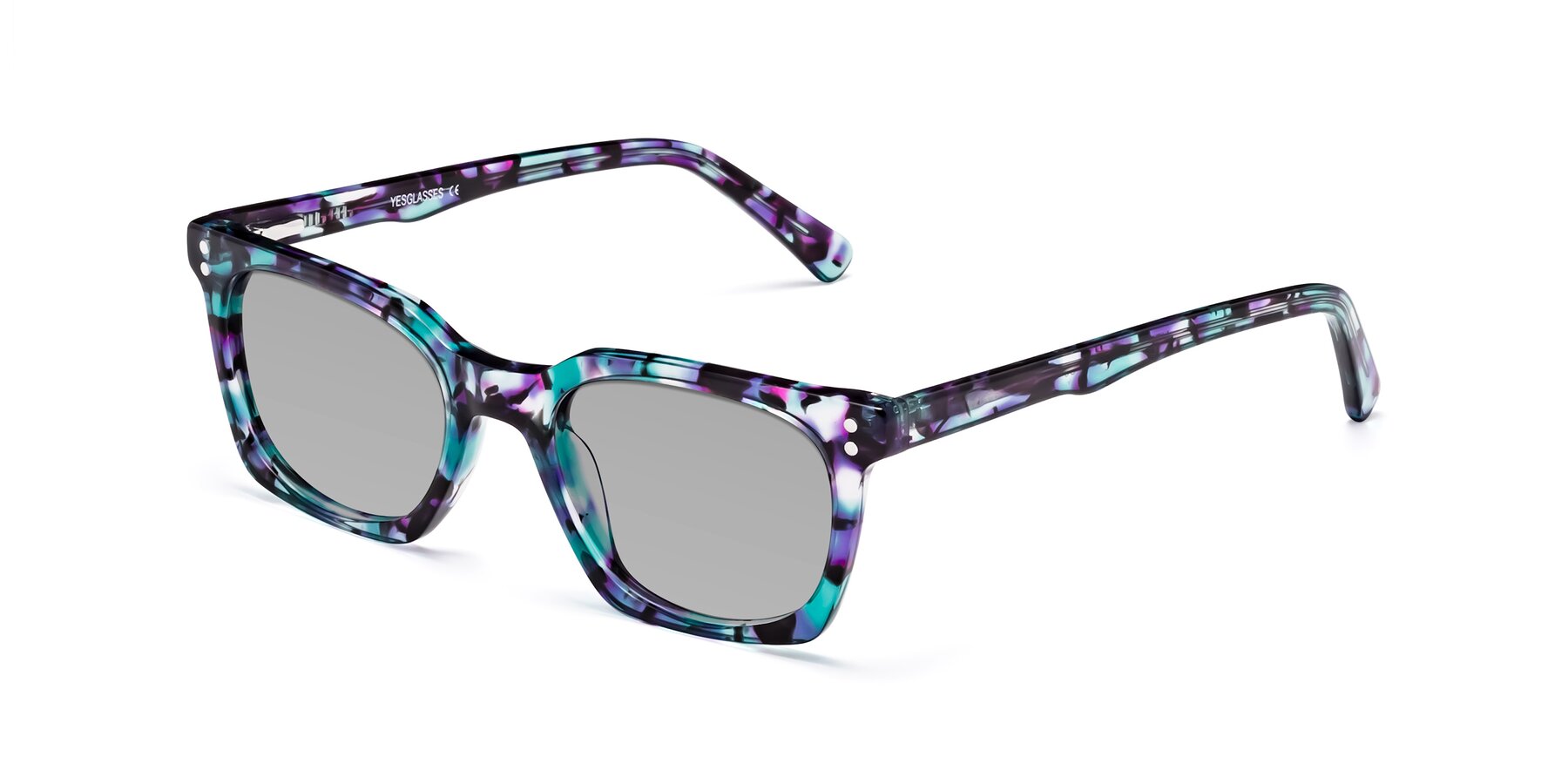 Angle of Medhi in Floral Blue with Light Gray Tinted Lenses