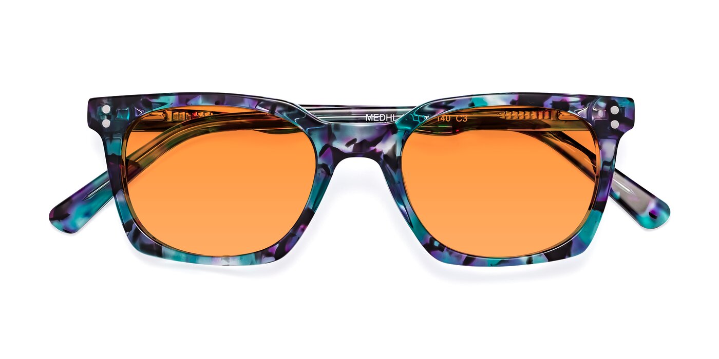 Medhi - Floral Blue Tinted Sunglasses