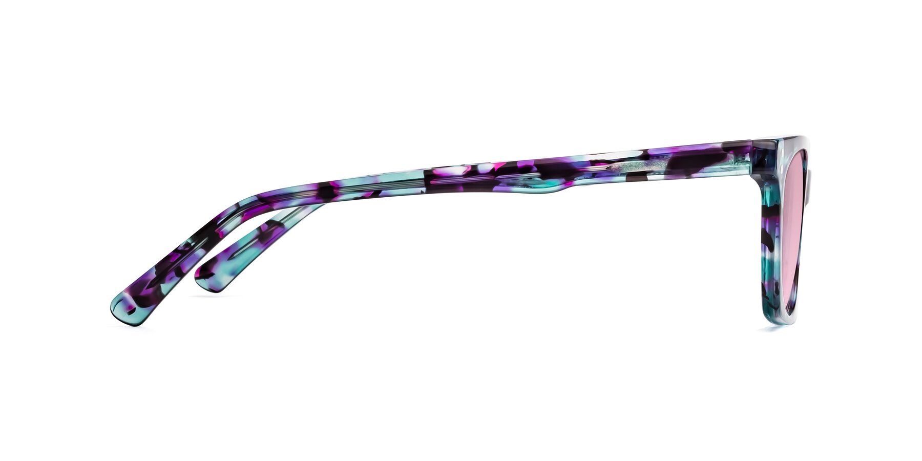 Side of Medhi in Floral Blue with Light Wine Tinted Lenses