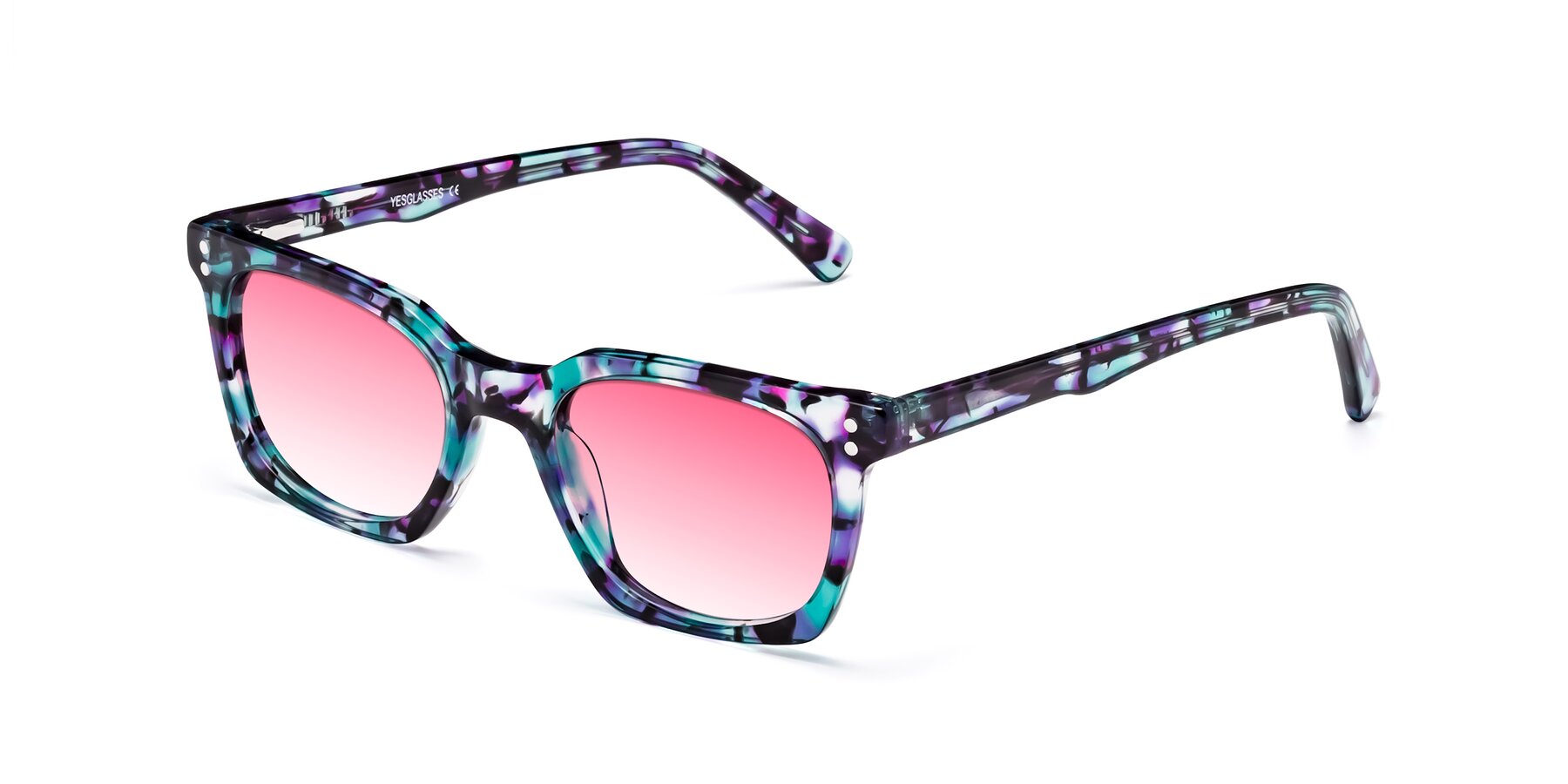 Angle of Medhi in Floral Blue with Pink Gradient Lenses