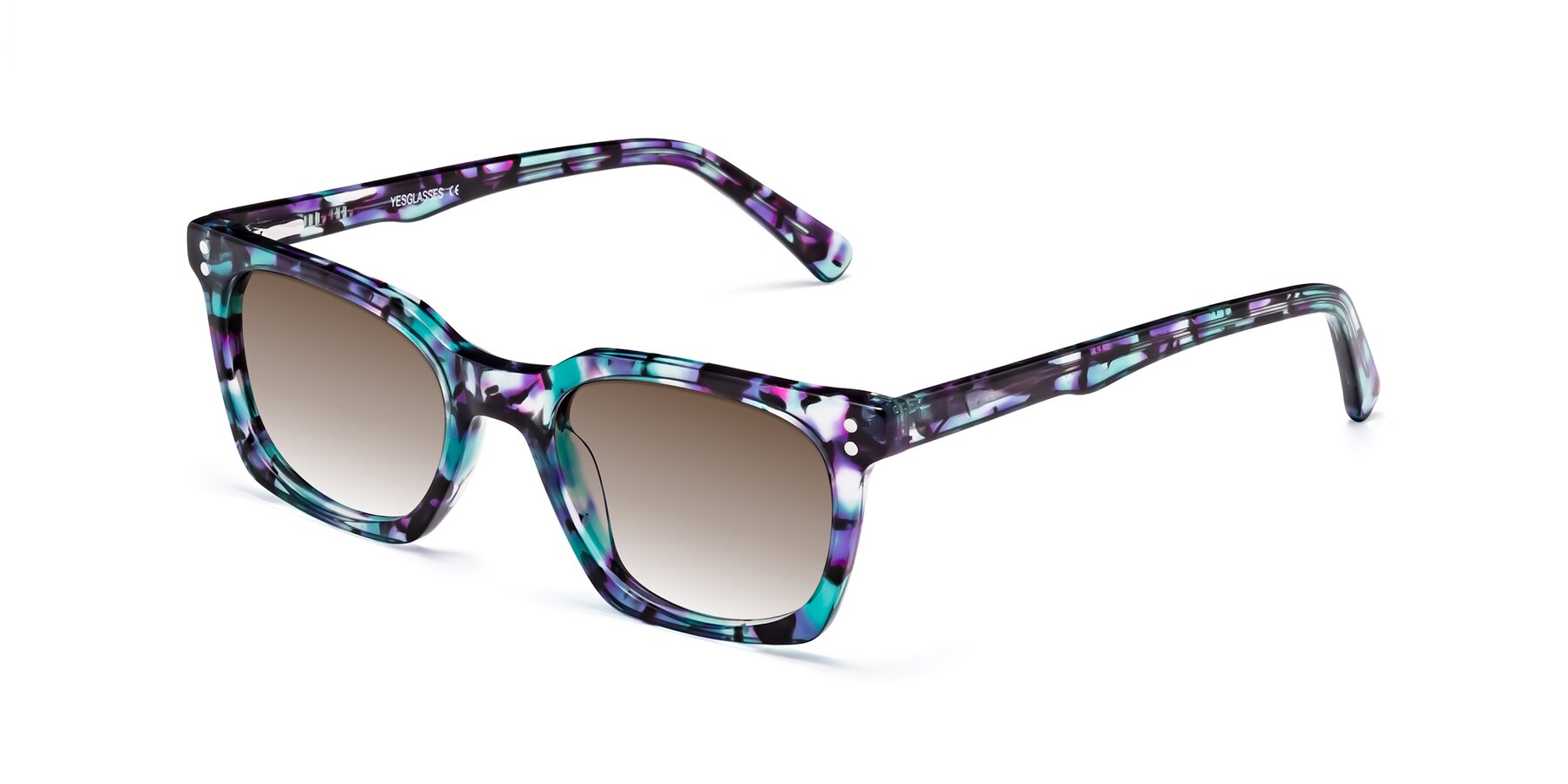 Angle of Medhi in Floral Blue with Brown Gradient Lenses