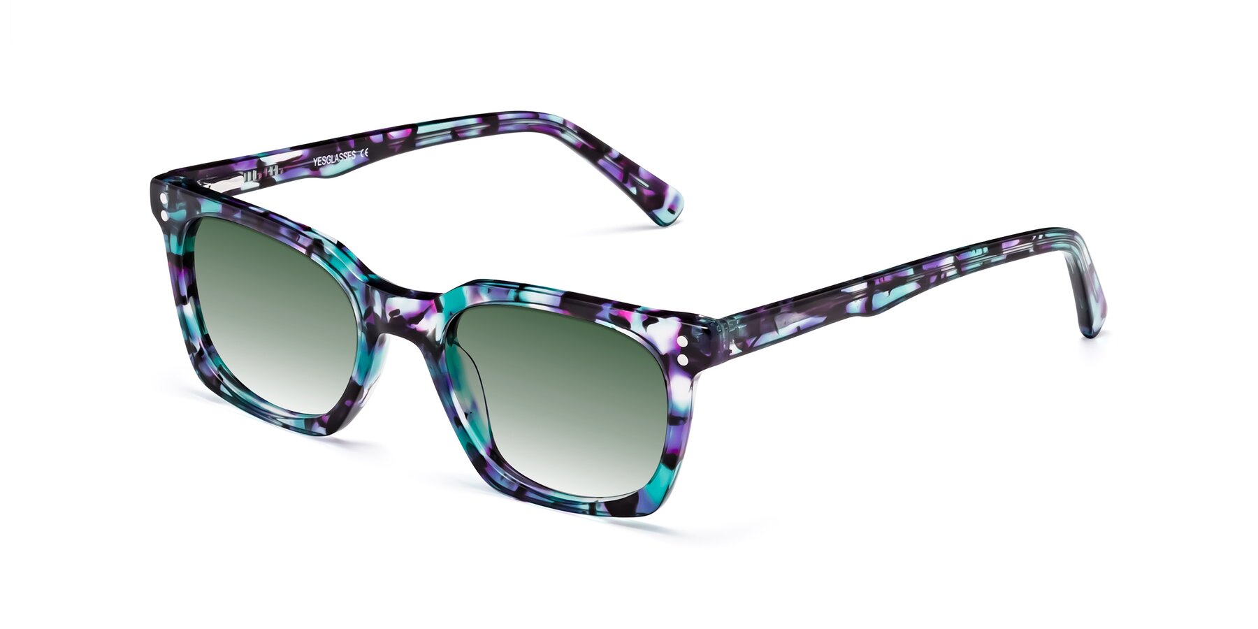 Angle of Medhi in Floral Blue with Green Gradient Lenses