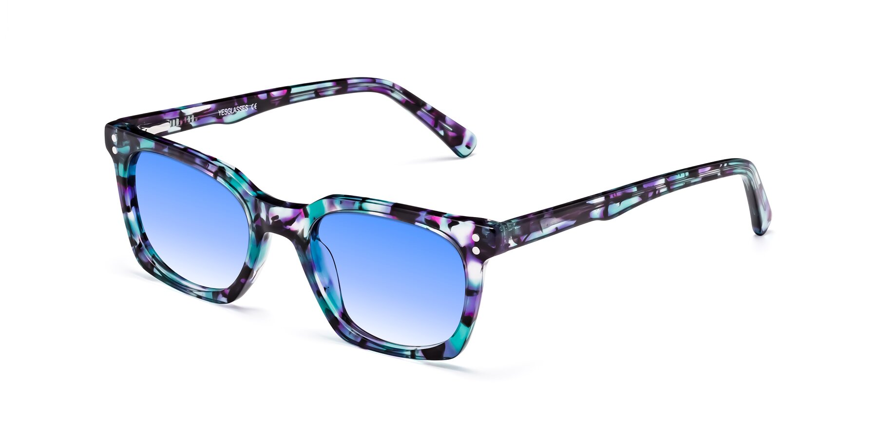 Angle of Medhi in Floral Blue with Blue Gradient Lenses