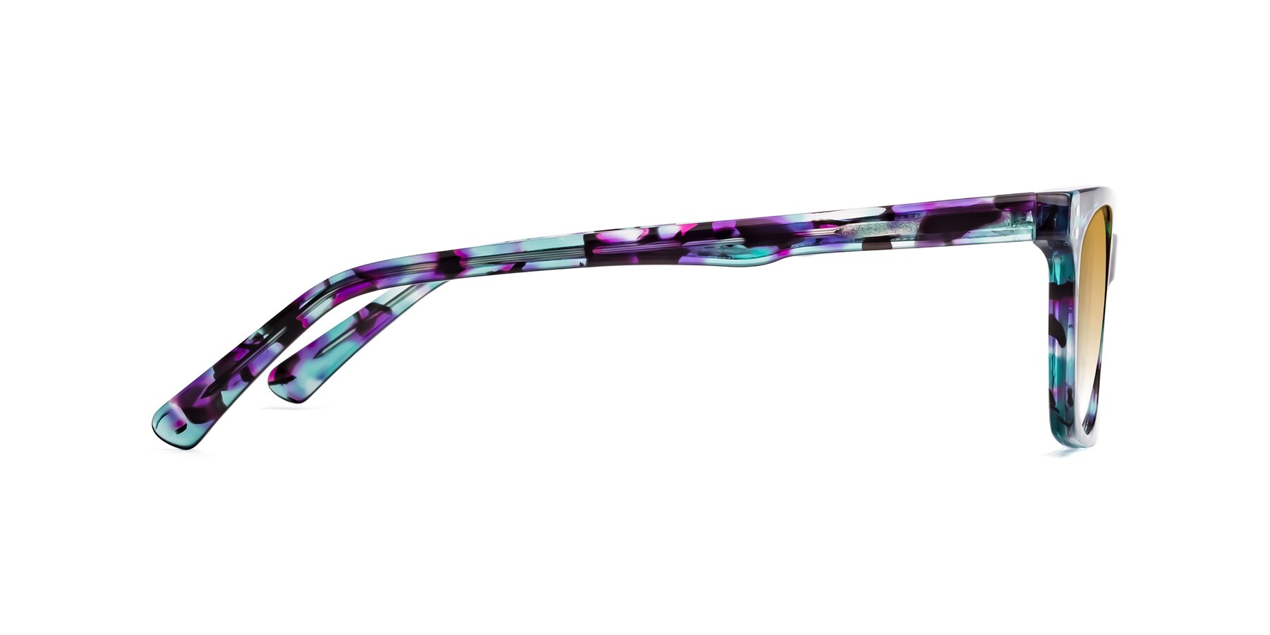 Side of Medhi in Floral Blue with Champagne Gradient Lenses