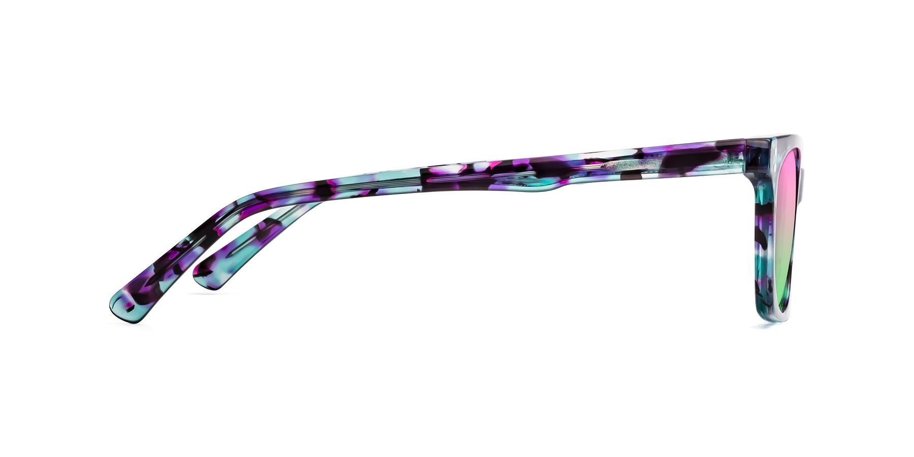 Side of Medhi in Floral Blue with Pink / Green Gradient Lenses