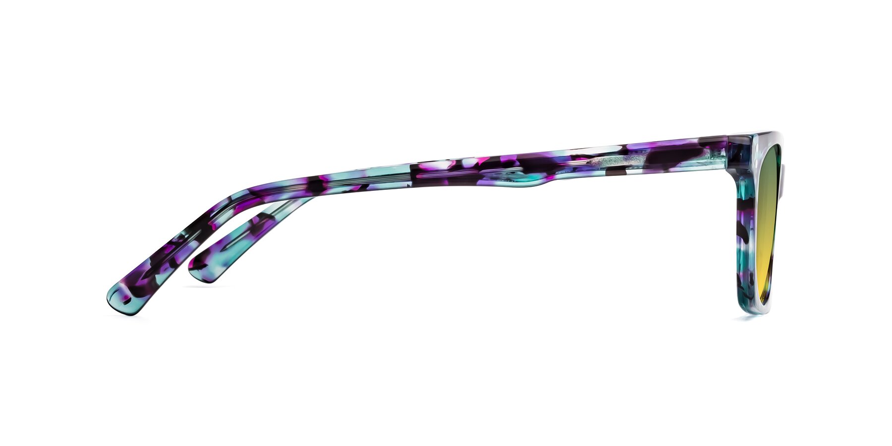 Side of Medhi in Floral Blue with Green / Yellow Gradient Lenses