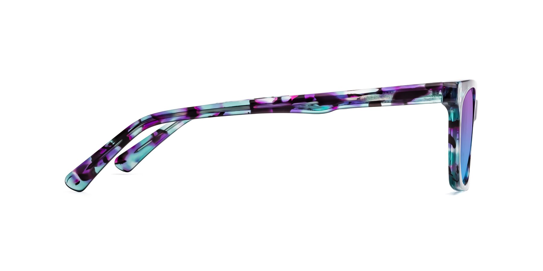 Side of Medhi in Floral Blue with Purple / Blue Gradient Lenses