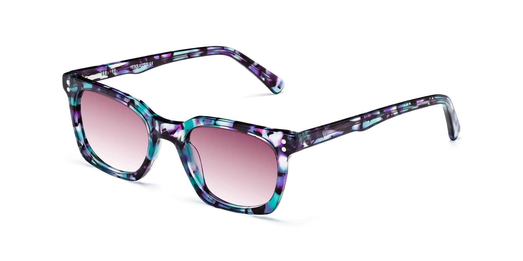 Angle of Medhi in Floral Blue with Wine Gradient Lenses