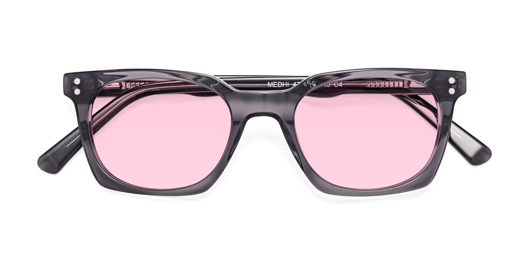 Folded Front of Medhi in Transparent Gray with Light Pink Tinted Lenses