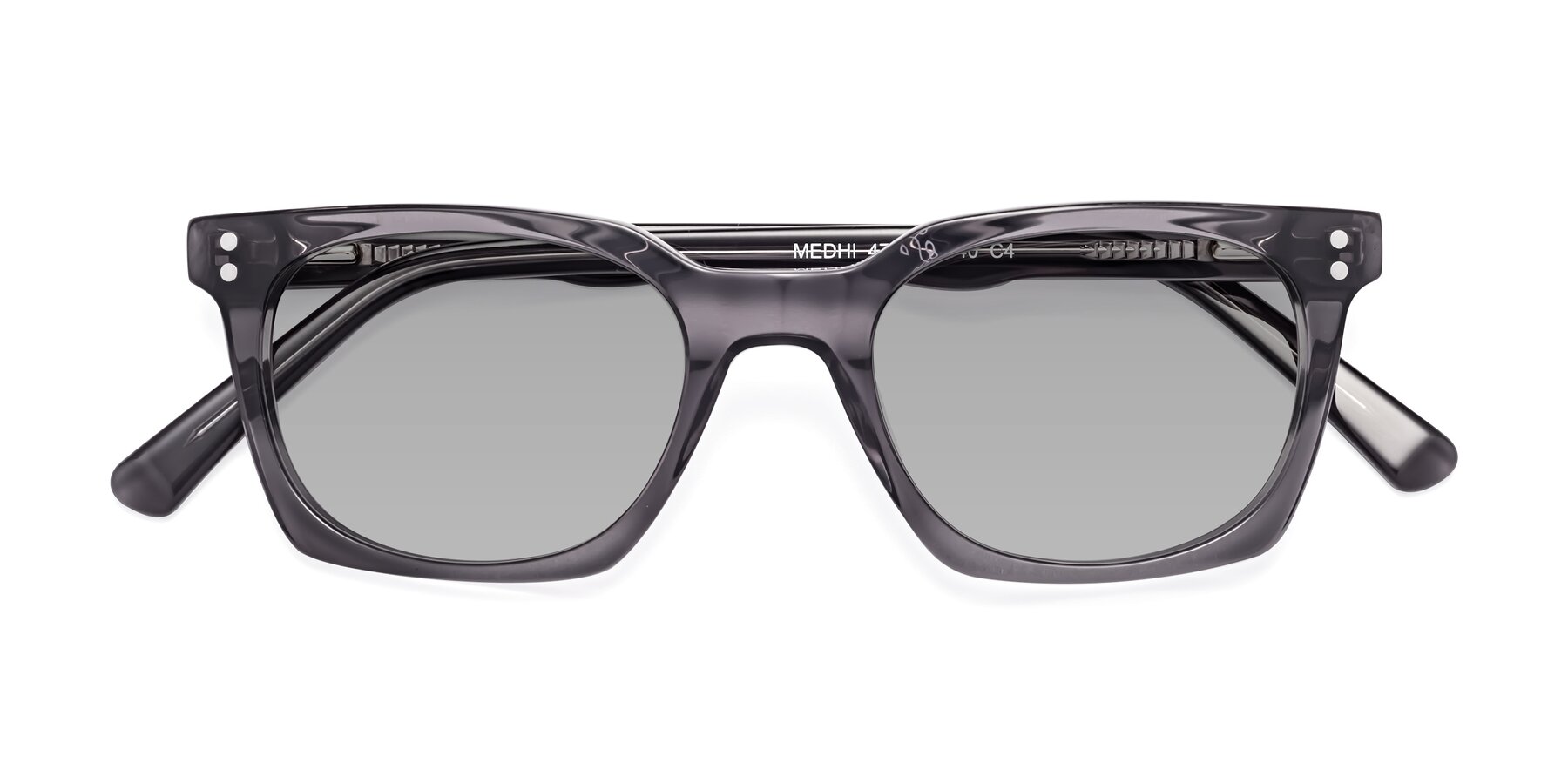 Folded Front of Medhi in Transparent Gray with Light Gray Tinted Lenses