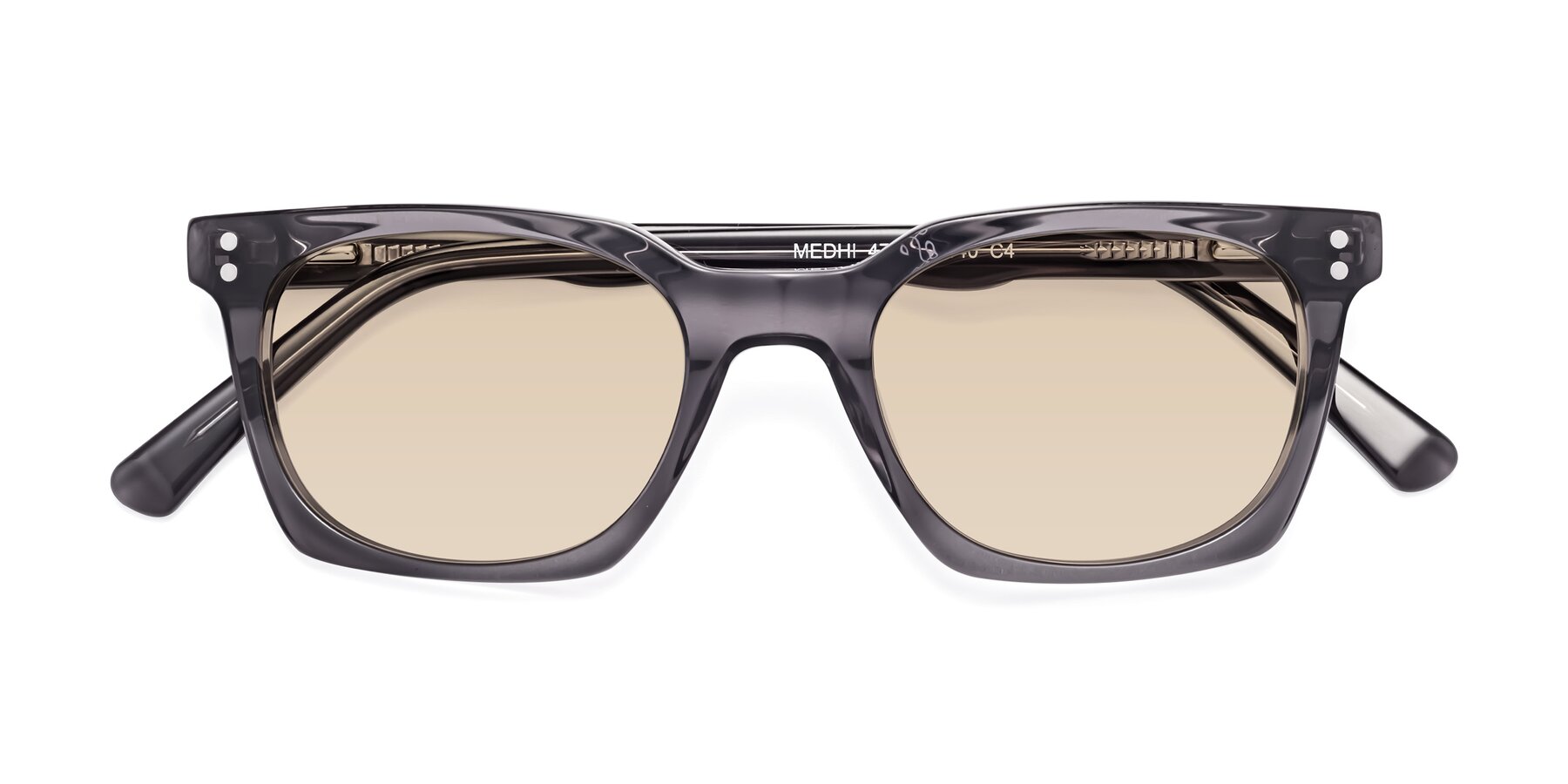 Folded Front of Medhi in Transparent Gray with Light Brown Tinted Lenses