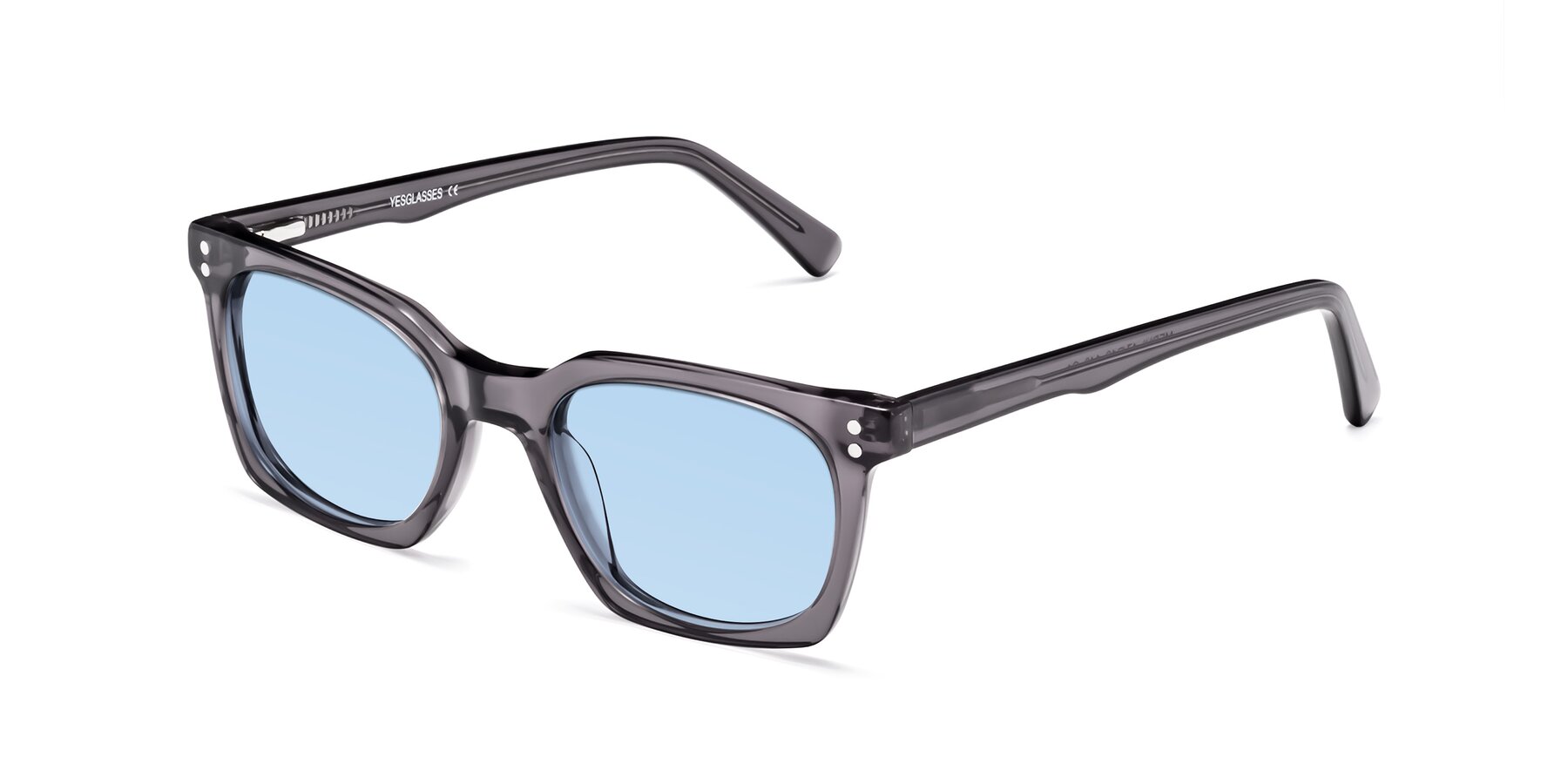 Angle of Medhi in Transparent Gray with Light Blue Tinted Lenses
