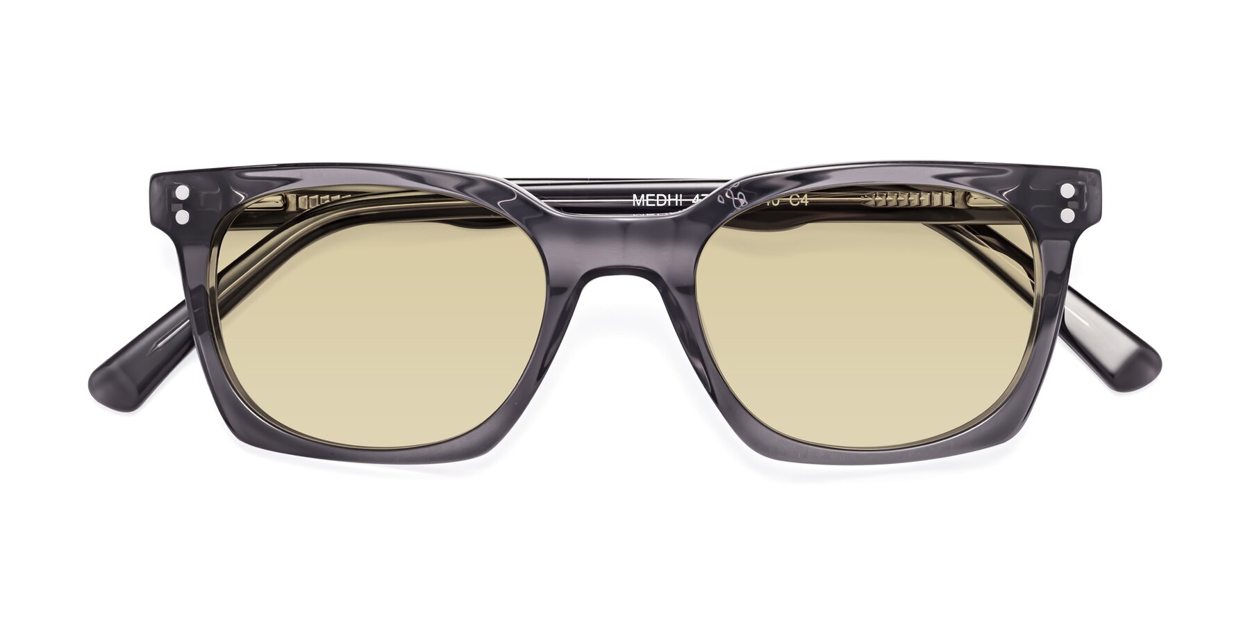 Folded Front of Medhi in Transparent Gray with Light Champagne Tinted Lenses