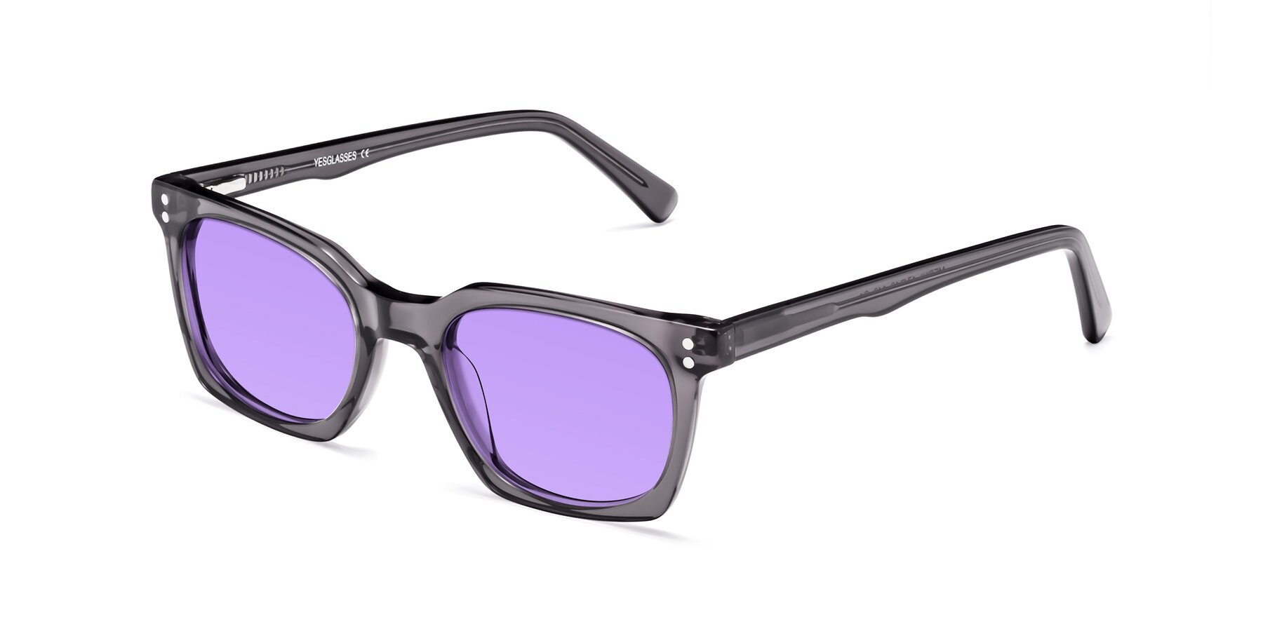 Angle of Medhi in Transparent Gray with Medium Purple Tinted Lenses