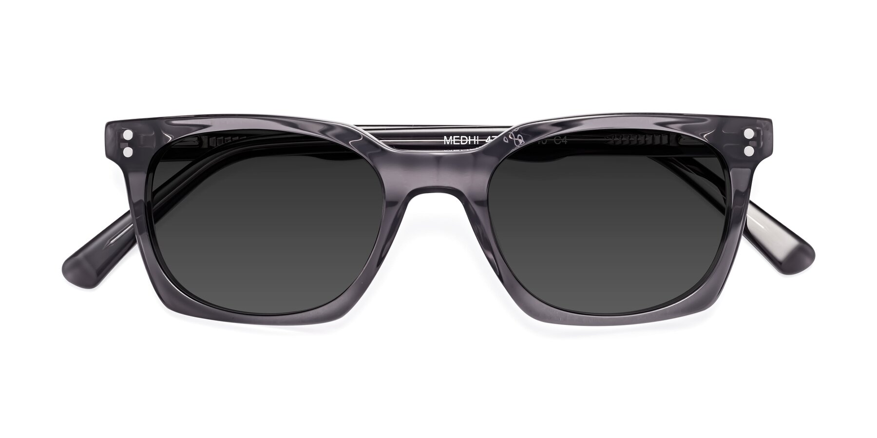 Folded Front of Medhi in Transparent Gray with Gray Tinted Lenses