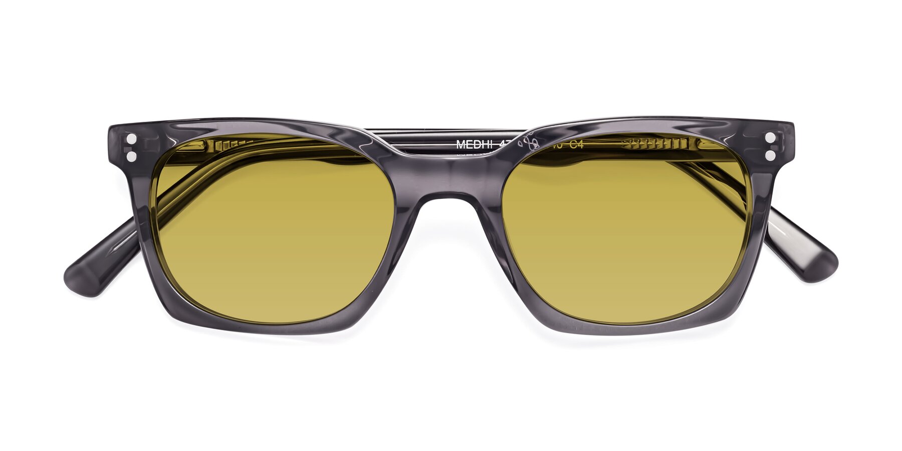 Folded Front of Medhi in Transparent Gray with Champagne Tinted Lenses