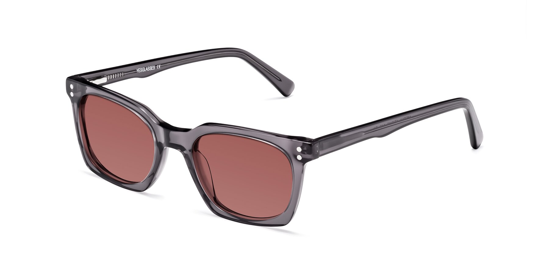 Angle of Medhi in Transparent Gray with Garnet Tinted Lenses