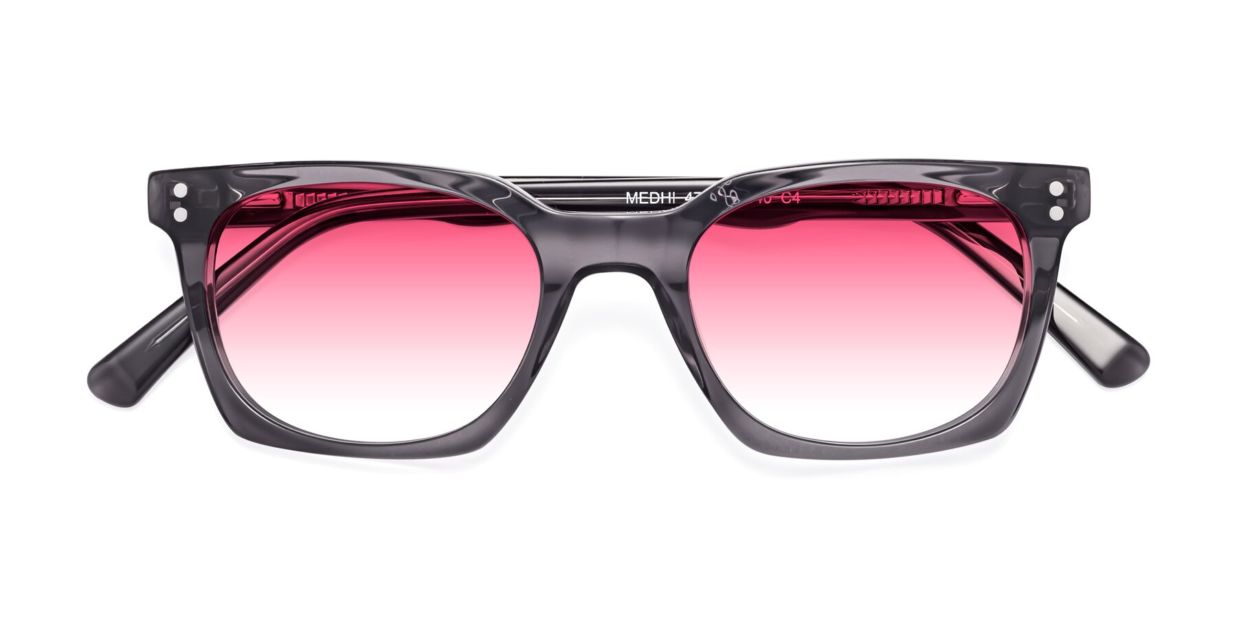 Folded Front of Medhi in Transparent Gray with Pink Gradient Lenses