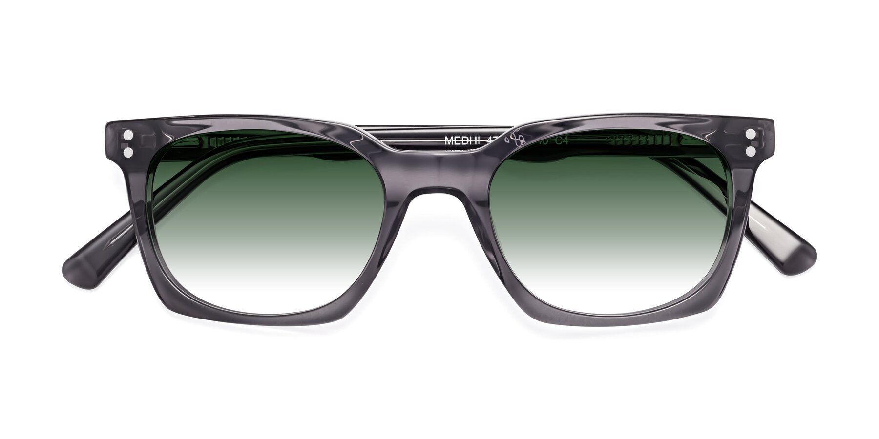 Folded Front of Medhi in Transparent Gray with Green Gradient Lenses