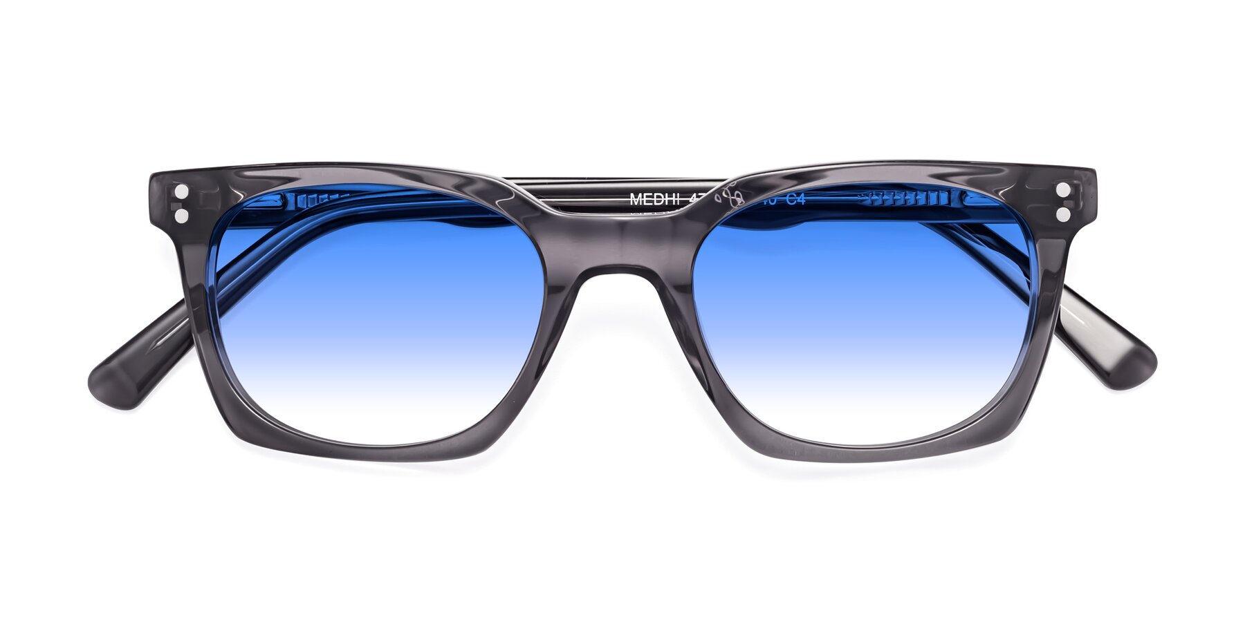 Folded Front of Medhi in Transparent Gray with Blue Gradient Lenses