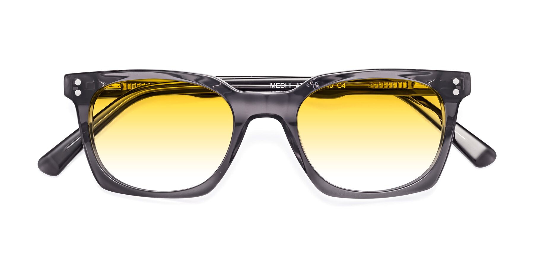 Folded Front of Medhi in Transparent Gray with Yellow Gradient Lenses