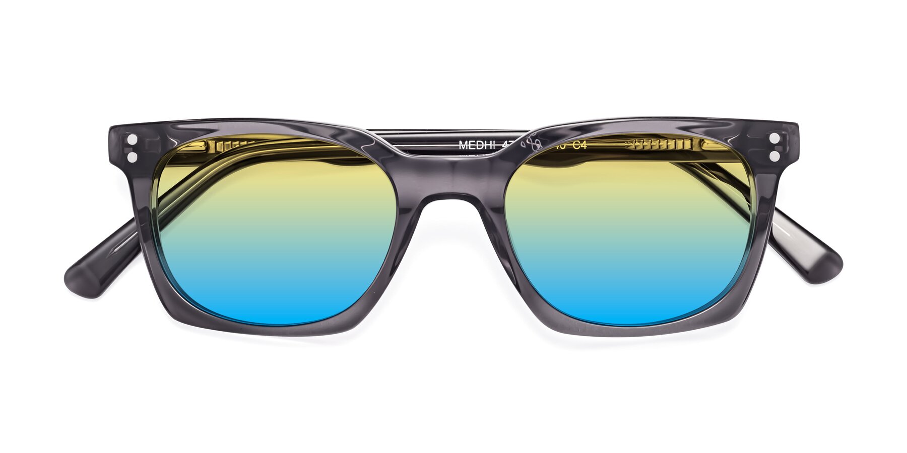 Folded Front of Medhi in Transparent Gray with Yellow / Blue Gradient Lenses