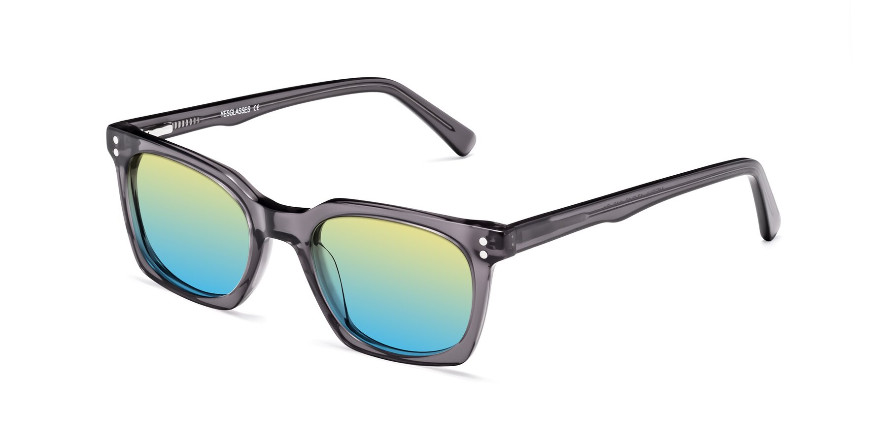 Angle of Medhi in Transparent Gray with Yellow / Blue Gradient Lenses
